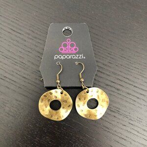 Paparazzi Bronze Metallic Circle Drop Earrings